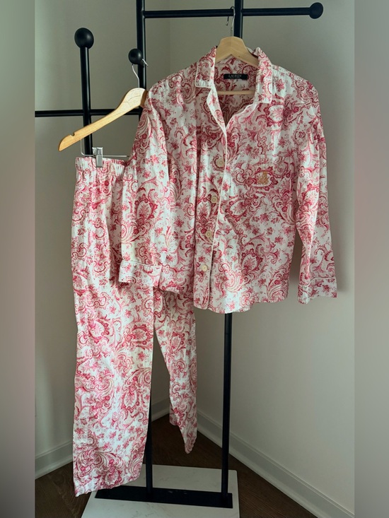 Lauren Ralph Lauren Other - Lauren Ralph Lauren Pink Paisley Cotton Pajama Set Size Large Embroidered LRL
